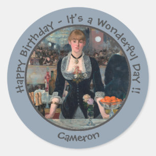 Manet Bar in het Folies-Bergère Party Collectie Ronde Sticker