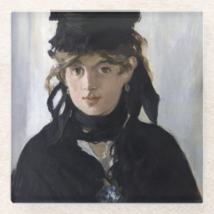 Manet - Berthe Morisot met een boeket van violette Glazen Onderzetter