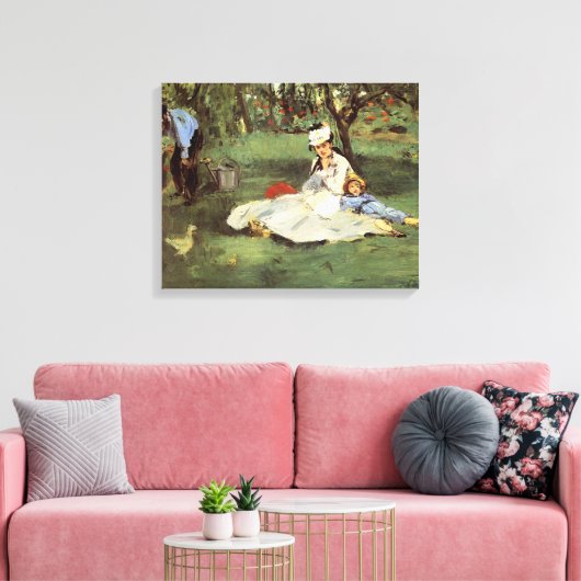 Manet Impressionist Frans Familie Tuin Schilderij Canvas Afdruk (Insitu (Woonkamer))