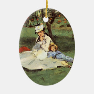 Manet Impressionist Frans Familie Tuin Schilderij Keramisch Ornament