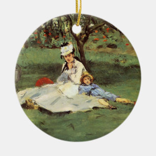 Manet Impressionist Frans Familie Tuin Schilderij Keramisch Ornament
