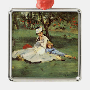 Manet Impressionist Frans Familie Tuin Schilderij Metalen Ornament