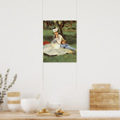 Manet Impressionist Frans Familie Tuin Schilderij Poster (Keuken)