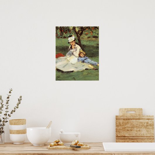 Manet Impressionist Frans Familie Tuin Schilderij Poster (Keuken)