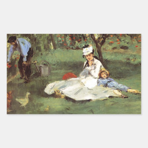 Manet Impressionist Frans Familie Tuin Schilderij Rechthoekige Sticker