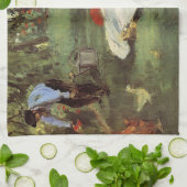 Manet Impressionist Frans Familie Tuin Schilderij Theedoek (Gevouwen)