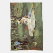 Manet Impressionist Frans Familie Tuin Schilderij Theedoek (Verticaal)