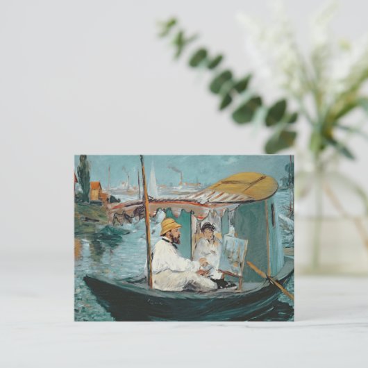 Manet | Monet in zijn Floating Studio, 1874 Briefkaart (Staand voorkant)
