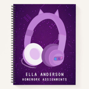 Manette de jeu violette personnalisée Cahier scola
