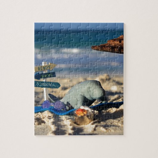 Manfred de Manatee bij het strand Legpuzzel (Verticaal)