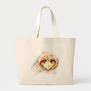 Manga Anime Girl schetst grote ogen kawaii schatti Grote Tote Bag