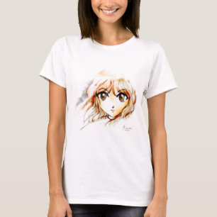 Manga Anime Girl schetst grote ogen kawaii schatti T-shirt