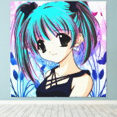 Manga Anime Girl Wrapped Canvas (Insitu (Houten vloer))