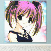 Manga Anime Girl Wrapped Canvas (Insitu (Houten vloer))