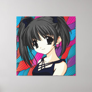 Manga Anime Girl Wrapped Canvas Afdruk