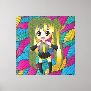 Manga Anime Girl Wrapped Canvas Afdruk