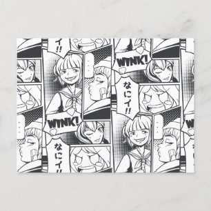 Manga Comic Cartoon Book Pattern Gift Cute Summer Briefkaart