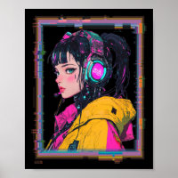 Manga Cyberpunk Gamer Meisje