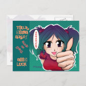 Manga fille avec pouce vers le haut - carte (Devant / Derrière)