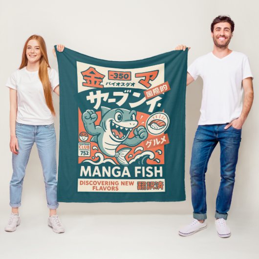 Manga Fish Fleece Deken (In situ)