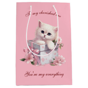 Manga kat ontwerp geschenkzak voor kat liefhebbers medium cadeauzakje