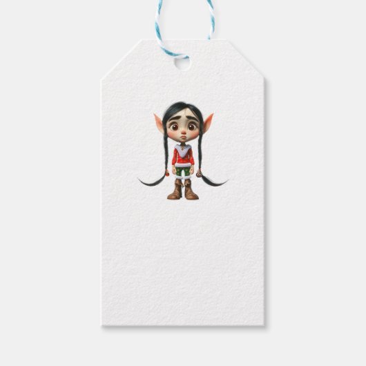 Manga Meisje Kerst Elf Kraft Gift Labels Cadeaulabel (Voorkant)