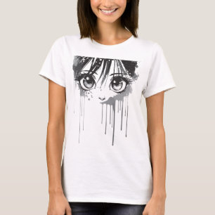 Manga meisje met verf-overgoten blik t-shirt
