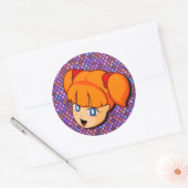 Manga rood meisje ronde sticker (Envelop)