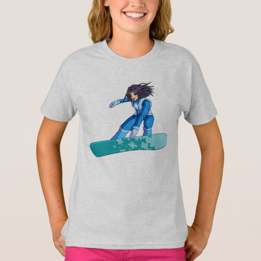Manga Snowboarder Girl T-shirt (Voorkant)