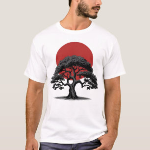 Manga Style Dark Tree met rode zon T-shirt