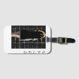 Manga-vormig ontwerp met woordafscheid in het Japa Bagagelabel