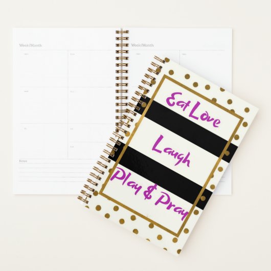 Mange amour rire prier rire or dots planner (Devant avec enveloppe)