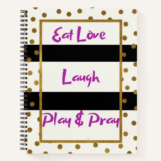 Mange amour rire prier rire or points carnet (Devant)