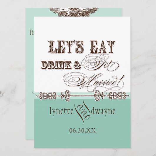 Mange, Bois n Se marier Faire-part de mariage nupt (Devant / Derrière)