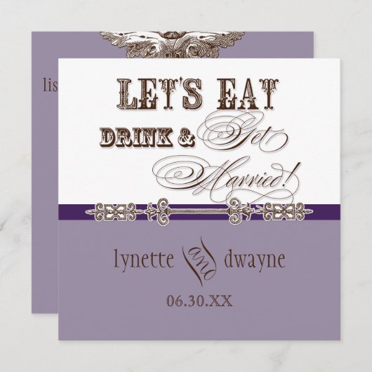 Mange, Bois n Se marier Faire-part de mariage nupt (Devant / Derrière)