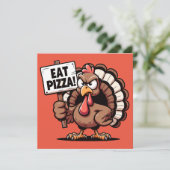 Mange Pizza Turquie Thanksgiving Carte de voeux (Debout devant)