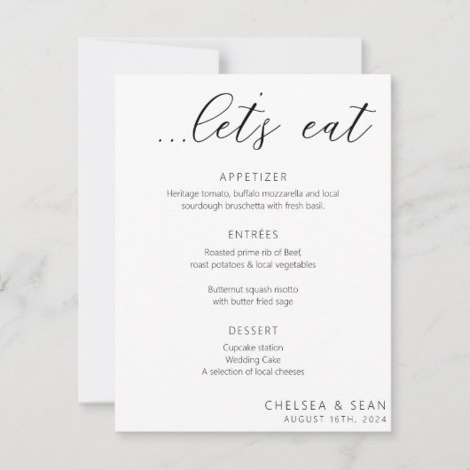 Mangeons à la réception de mariage élégant Menu (Devant)