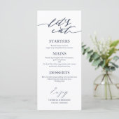 Mangeons Chic Script Mariage Carte Menu Pour Plaqu (Debout devant)