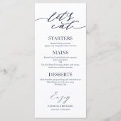 Mangeons Chic Script Mariage Carte Menu Pour Plaqu (Devant)