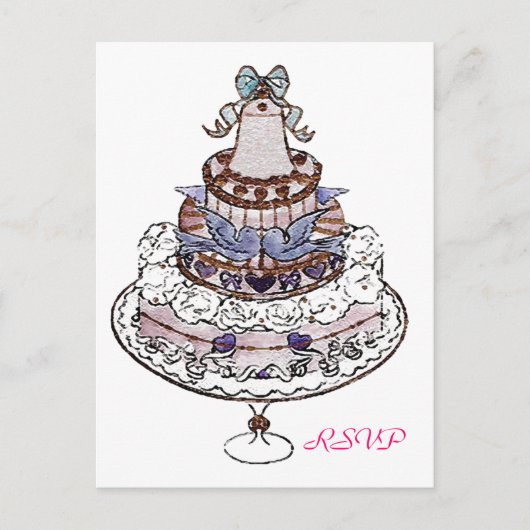 Mangeons du gâteau ~ Carte postale RSVP de mariage (Devant)