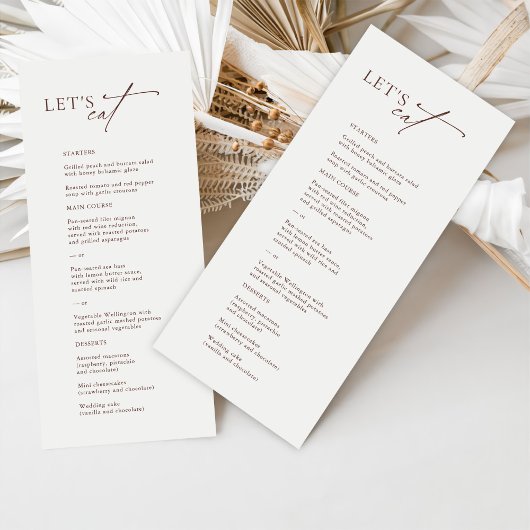 "Mangeons" Élégant menu Mariage noir et blanc
