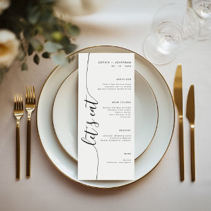 Mangeons le menu de mariage élégant de script vert