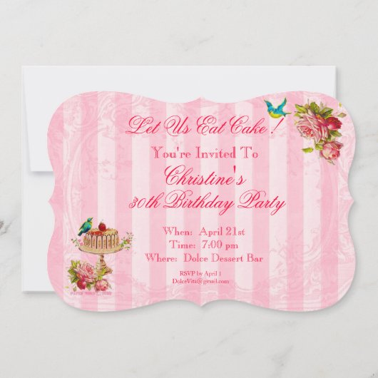 Mangeons les invitations de partie de gâteau (Dos)