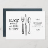 Manger, Boire et être Joyeux | Invitation sur Blan (Devant / Derrière)