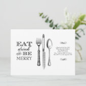 Manger, boire et être joyeux | Invitation sur fond (Debout devant)