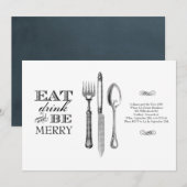 Manger, boire et être joyeux | Invitation sur fond (Devant / Derrière)