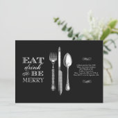 Manger, boire et être joyeux | Invitation sur fond (Debout devant)