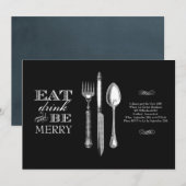 Manger, boire et être joyeux | Invitation sur fond (Devant / Derrière)