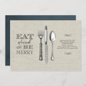 Manger, boire et être joyeux | Invitation sur lin (Devant / Derrière)