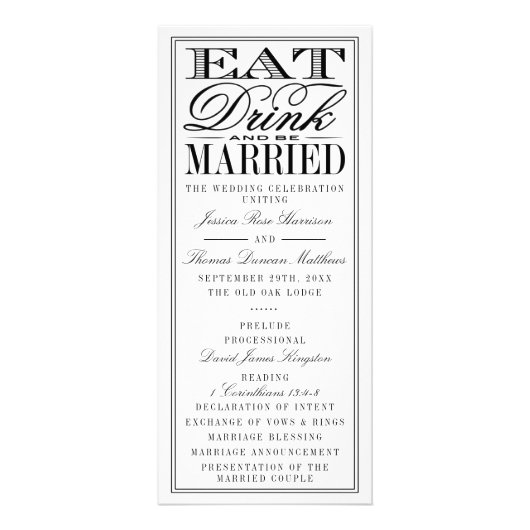 Manger, boire et être marié Programme de mariage m (Devant)